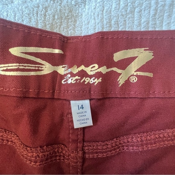 Seven 7 Tummy Less High Rise Skinny Jeans, Fired Brick Red Burnt size 14 - Picture 5 of 16